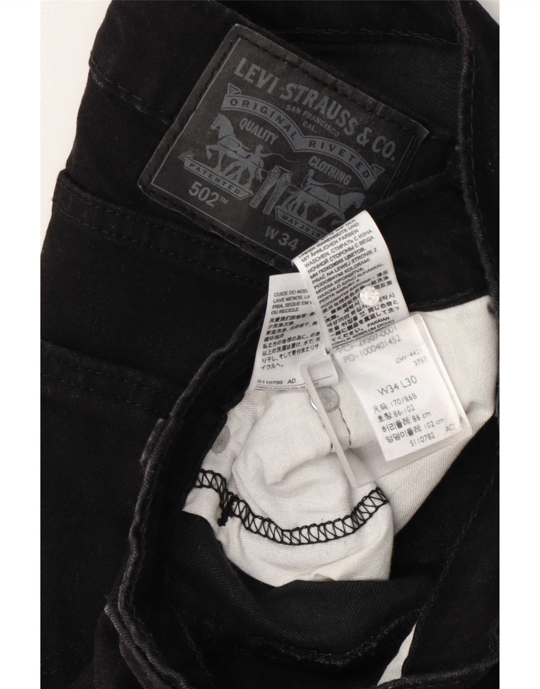Levi's Herre 502 tilspidsede jeans W34 L30 sort bomuld