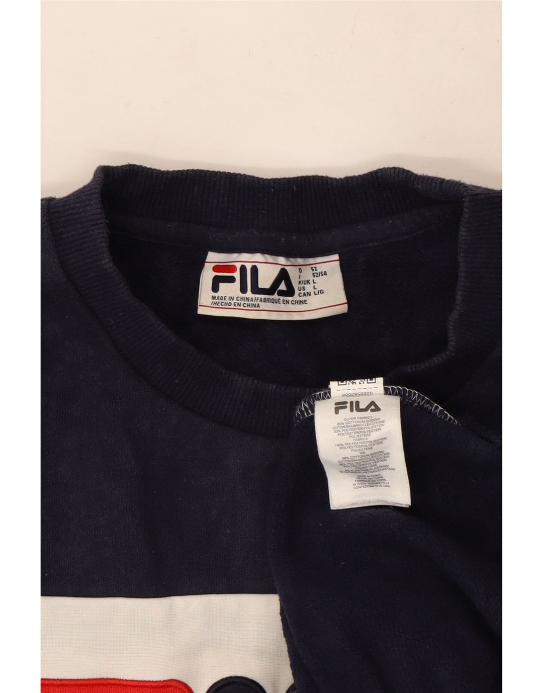 Fila Herre grafisk sweatshirt jumper stor marineblå colourblock bomuld