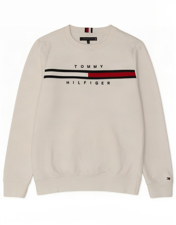 Tommy Hilfiger Boys Grafisk Sweatshirt Jumper 9-10 år Hvid Colourblock