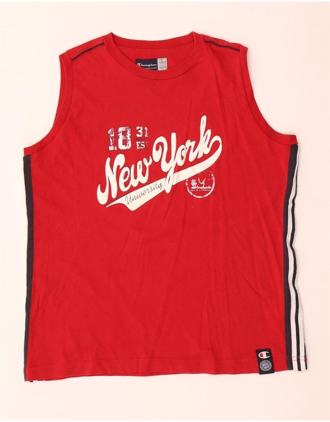 CHAMPION Drenge Grafisk Vest Top 11-12 år Stor Rød Colourblock Bomuld