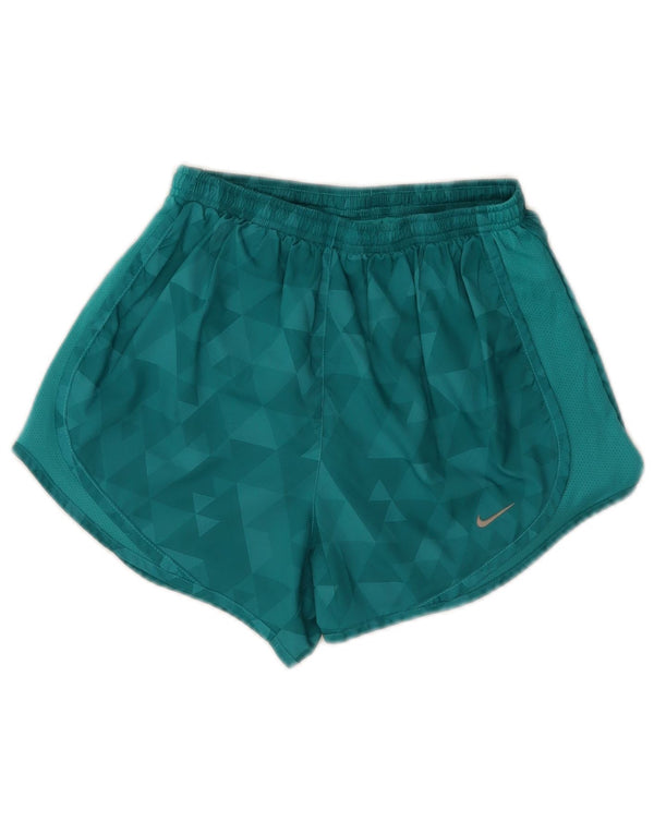 Nike Dame Dri Fit sportsshorts UK 4 XS turkis geometrisk polyester