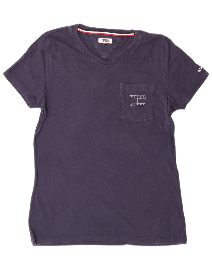 Tommy Hilfiger Dame T-Shirt Top Medium Marineblå Bomuld