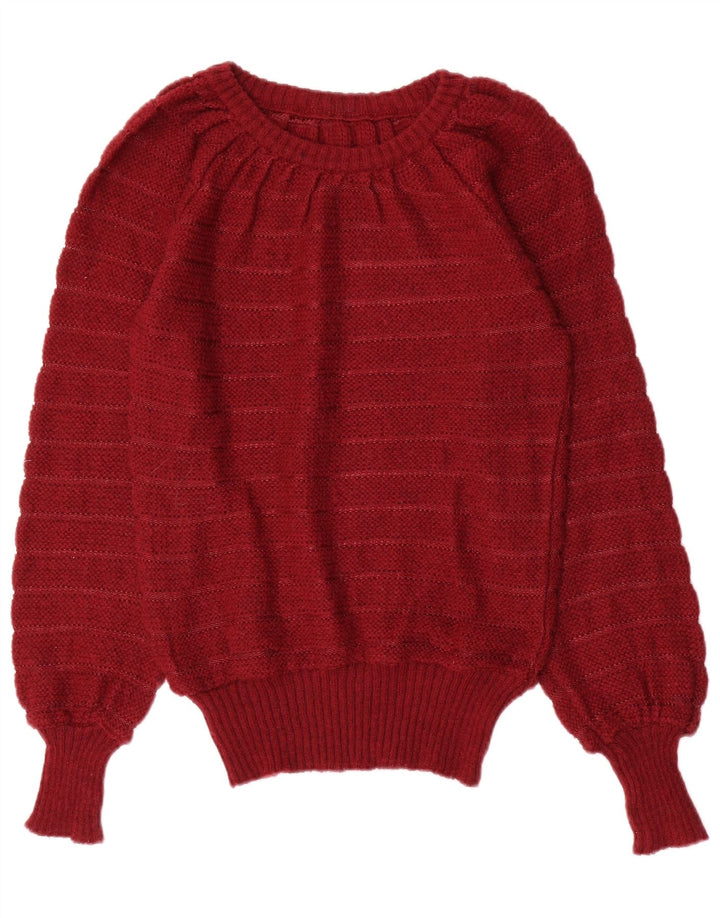 VINTAGE Dame Boat Neck Jumper Sweater UK 12 Medium Maroon