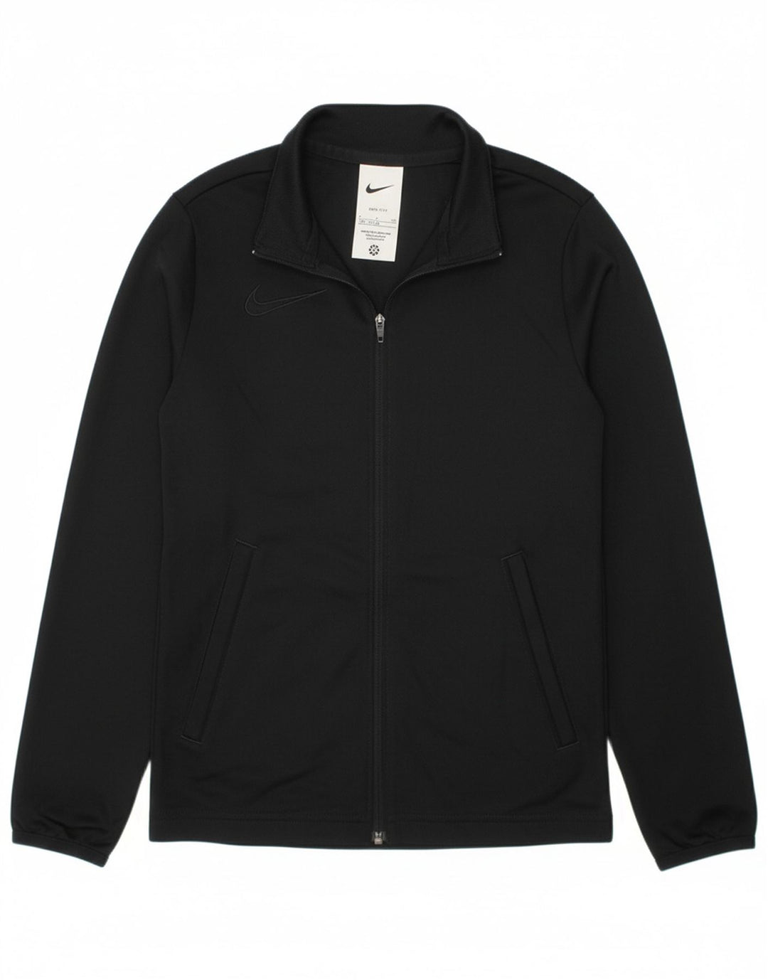 NIKE Boys Dri Fit Tracksuit Top Jacket 8-9 Years Small  Black Polyester