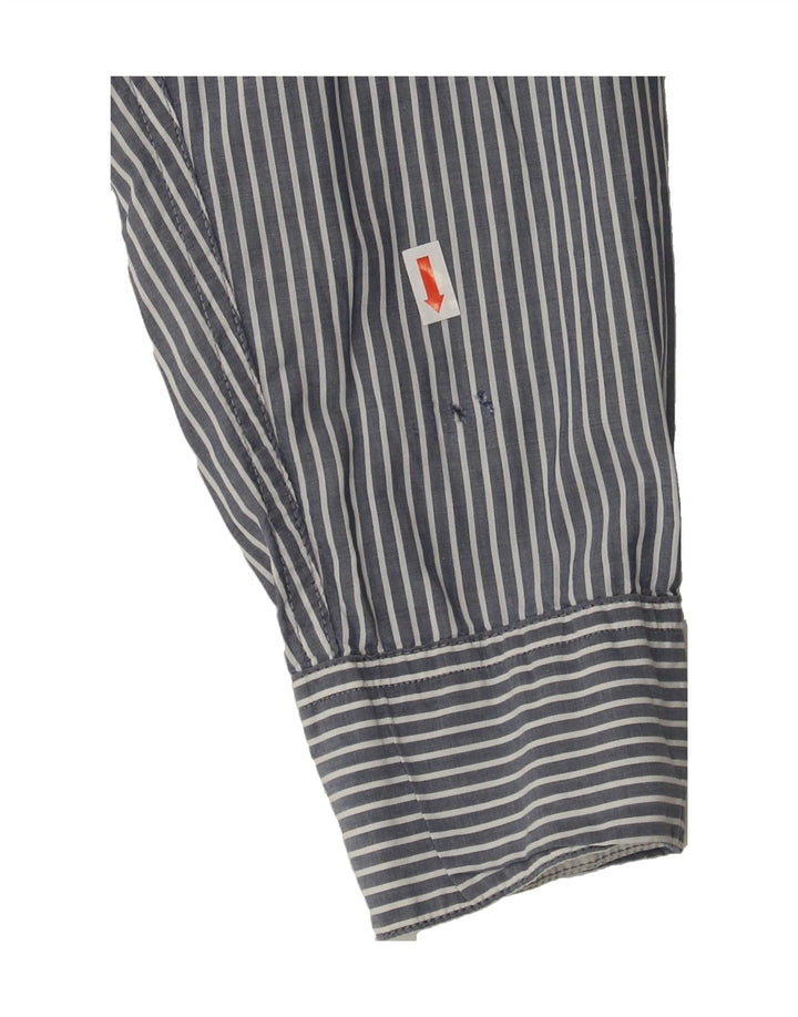 MARLBORO CLASSICS Mens Shirt Large Grey Pinstripe Cotton Vintage Marlboro Classics and Second-Hand Marlboro Classics from Messina Hembry 