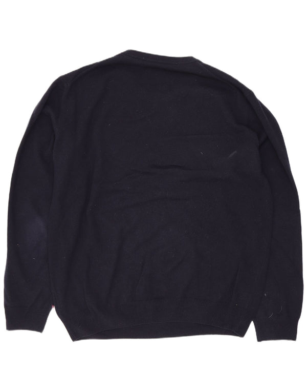 Gant Herre sweater med rund hals XL marineblå lammeuld