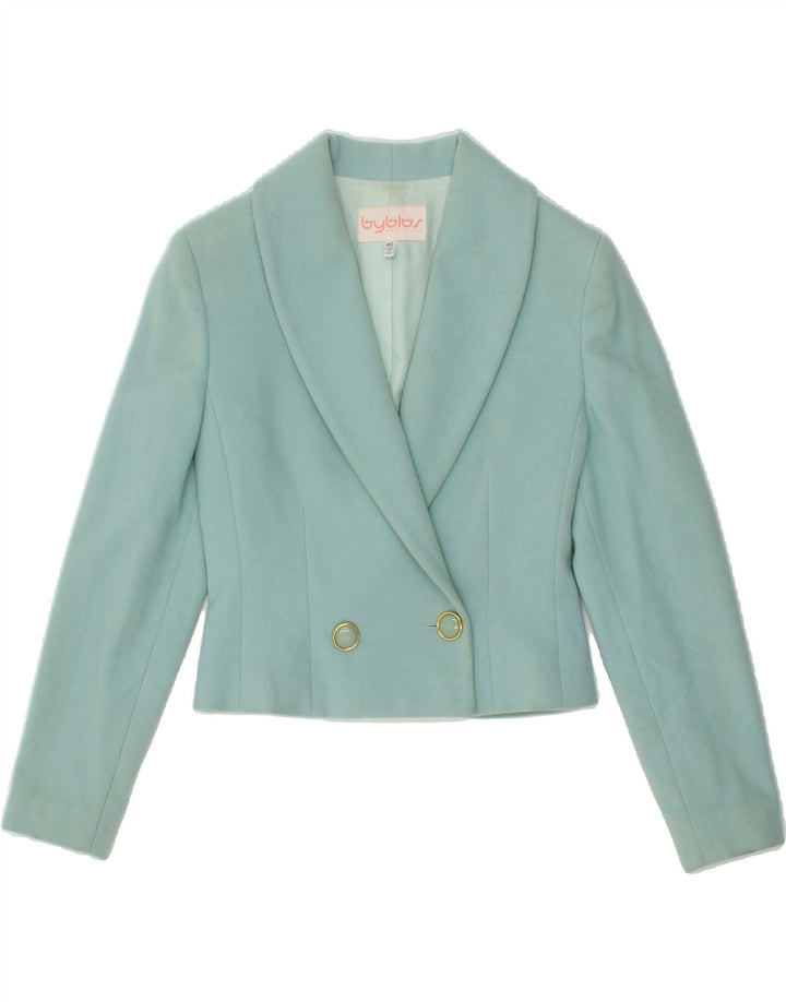 BYBLOS Womens Double Breasted Blazer Jacket IT 40 Small Blue Wool Vintage Byblos and Second-Hand Byblos from Messina Hembry 