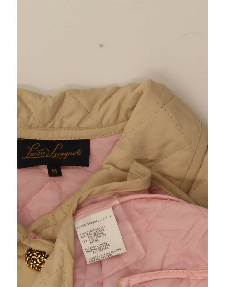 Luisa Spagnoli Quiltet jakke til kvinder UK 14 Medium Beige Polyester