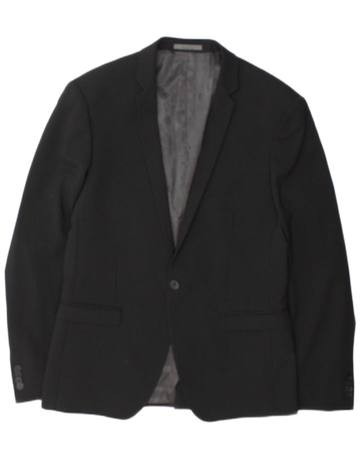 Calvin Klein Herre 1 Knap Blazer Jakke IT 50 Stor Sort Stribet