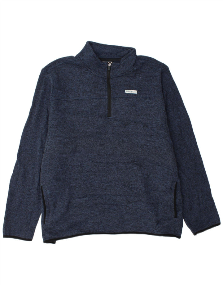 EDDIE BAUER Sweatshirt med lynlås til mænd 2XL Navy Blue Flecked