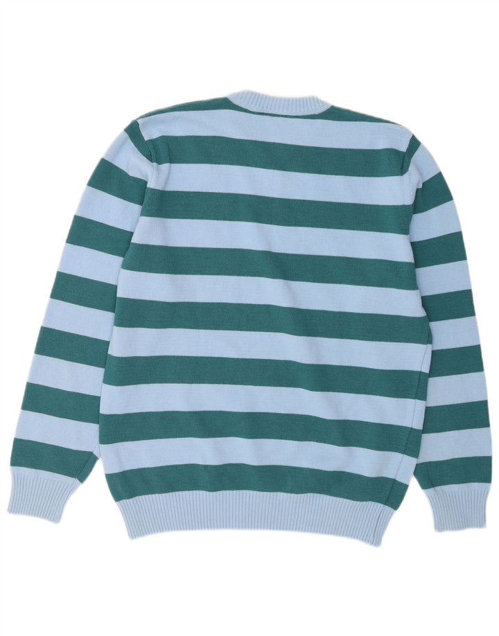 Lacoste Herre trøjetrøje med rund hals str. 4 Medium blå stribet uld