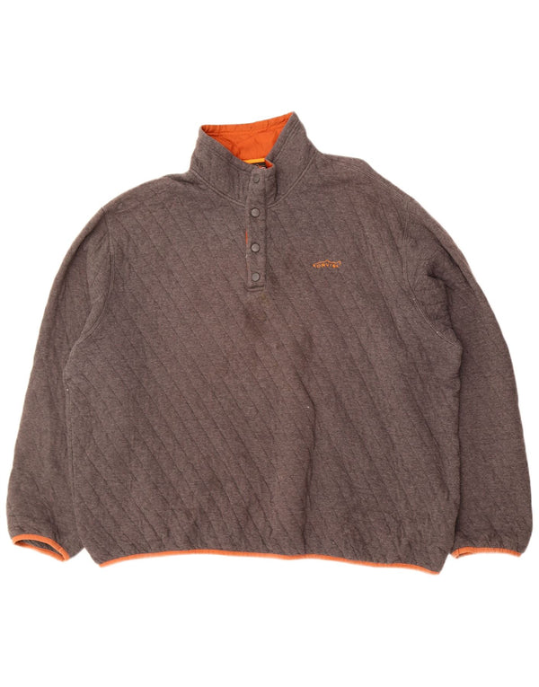 Orvis Herre Button Neck Sweatshirt Jumper 2XL Grå Bomuld