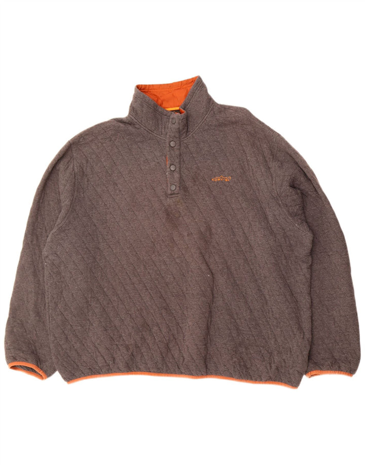 Orvis Herre Button Neck Sweatshirt Jumper 2XL Grå Bomuld