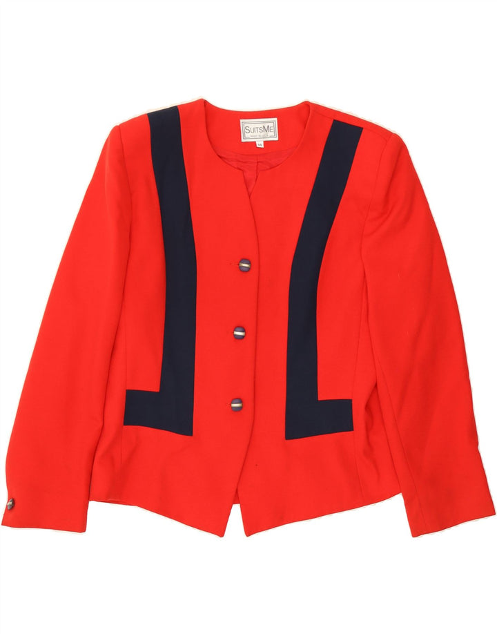 VINTAGE Womens 3 Button Blazer Jacket US 14 XL Red Colourblock Vintage Vintage and Second-Hand Vintage from Messina Hembry 