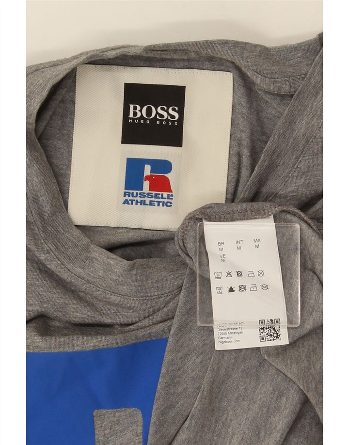 HUGO BOSS Herre grafisk T-shirt top mellemgrå bomuld