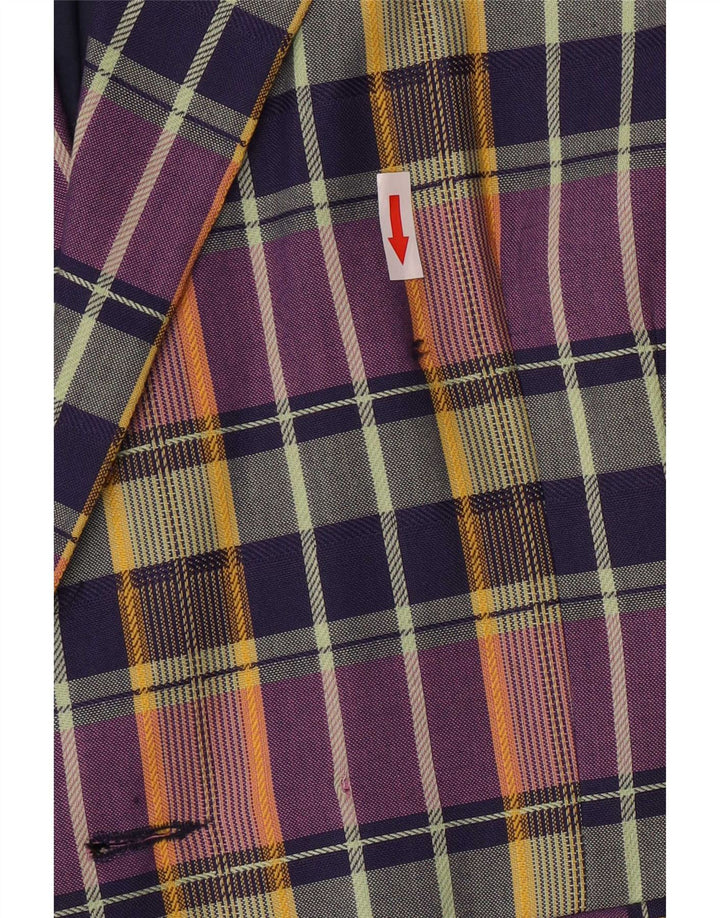 Vintage Dame Kortærmet Blazer Jacket UK 14 Medium Multicolored Check