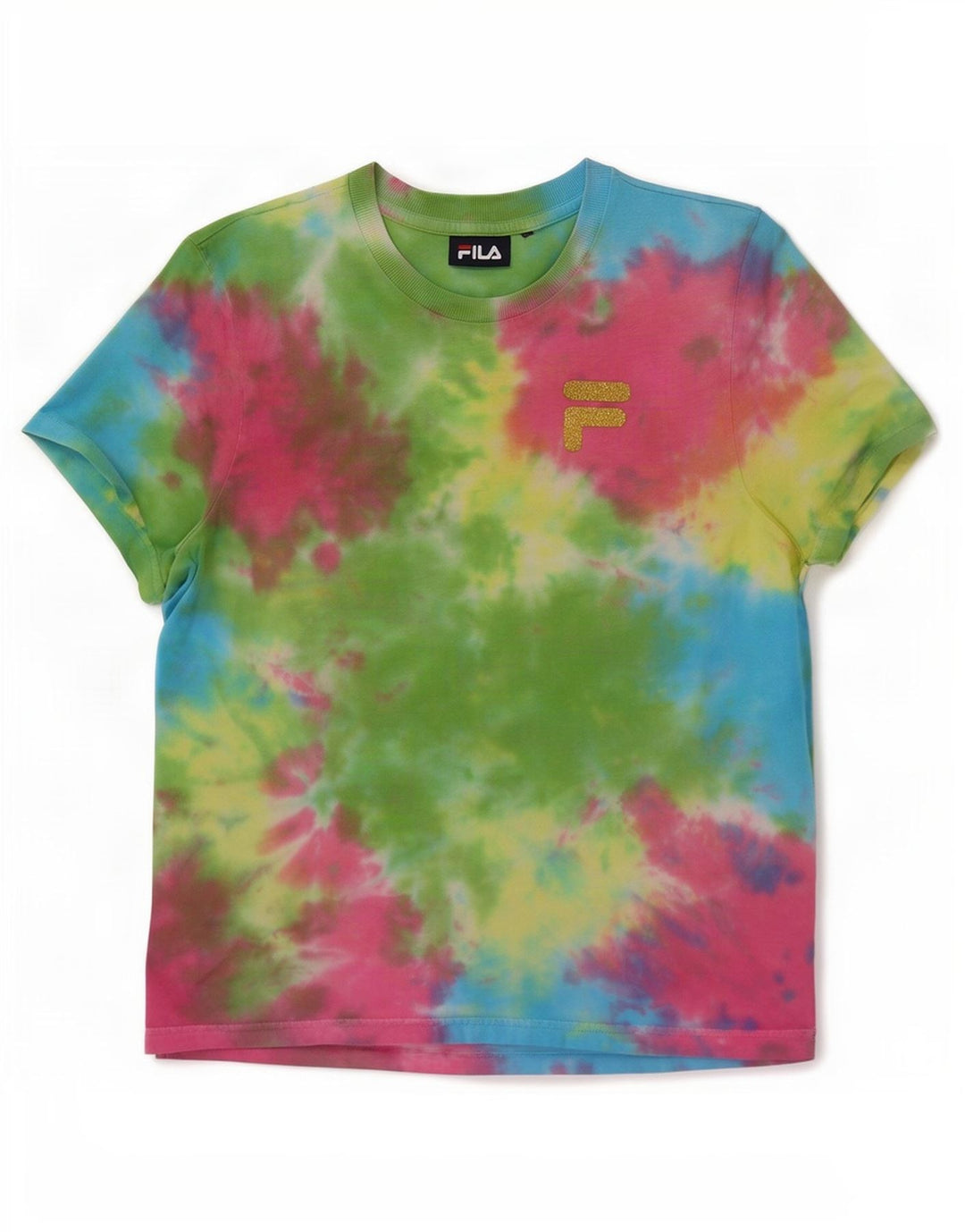 Fila Dame T-Shirt Top UK 12 Medium Multicolored Tie Dye