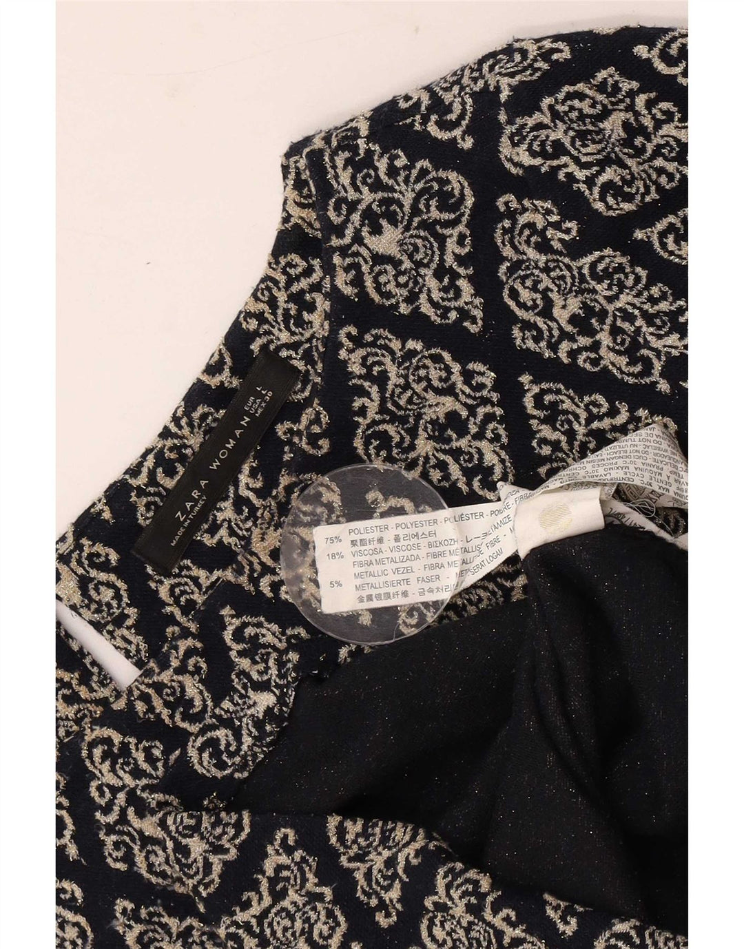 Zara Womens Shift Dress UK 16 Large Black Argyle/Diamond Polyester