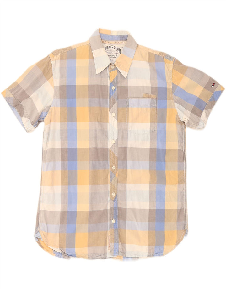 TOMMY HILFIGER Mens Short Sleeve Shirt Medium Multicoloured Check Cotton Vintage Tommy Hilfiger and Second-Hand Tommy Hilfiger from Messina Hembry 