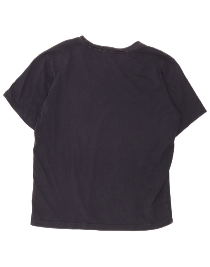Champion Dame Grafisk T-Shirt Top UK 14 Medium Navy Blue