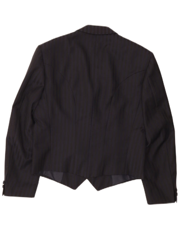 Wilvorst Herre Double Breasted Blazer Jacket UK 36 Small Navy Blue Striped