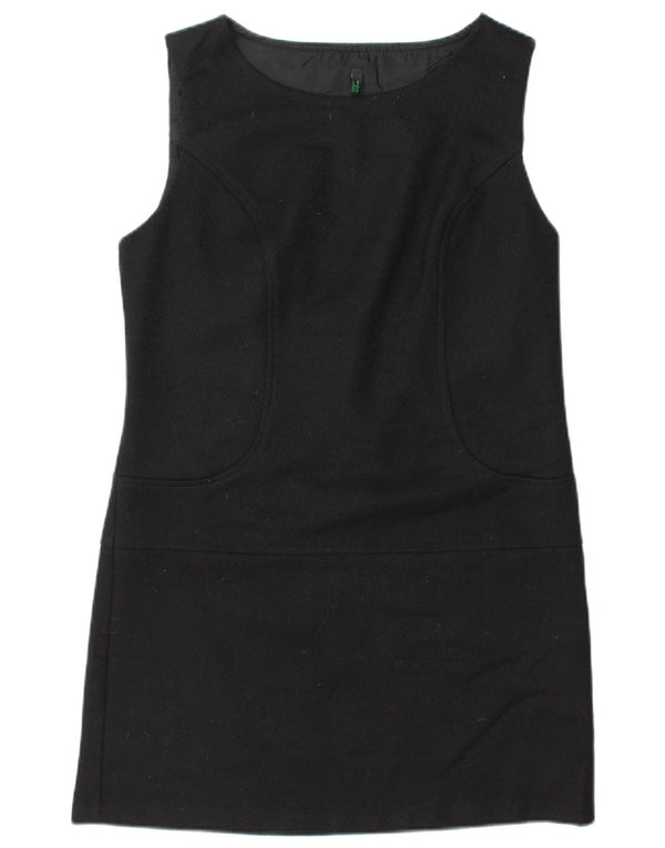 Benetton Womens Ærmeløs Shift Dress UK 12 Medium Sort Uld