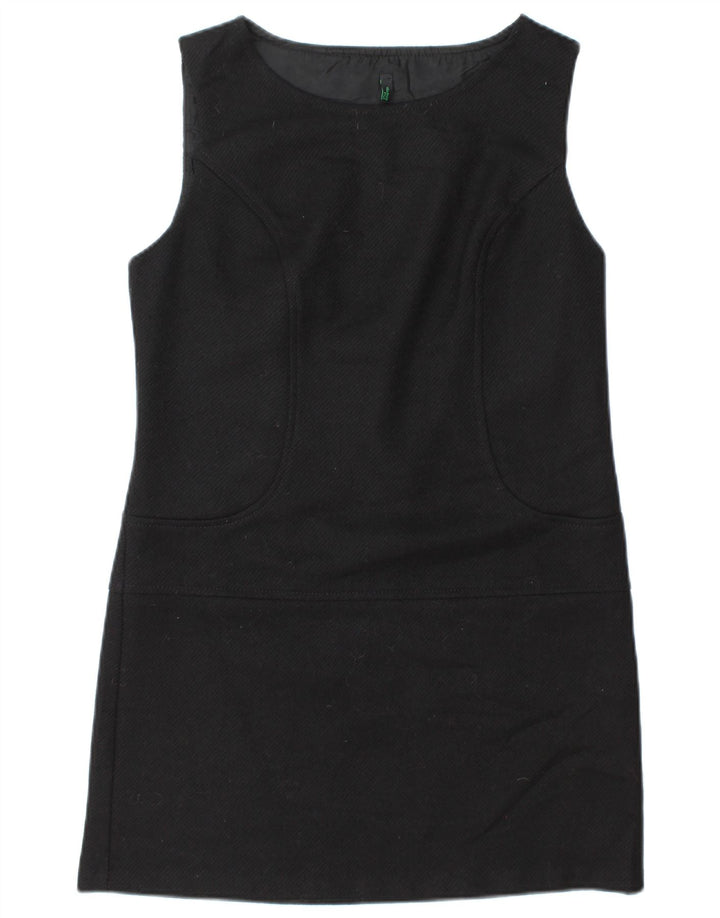 Benetton Womens Ærmeløs Shift Dress UK 12 Medium Sort Uld