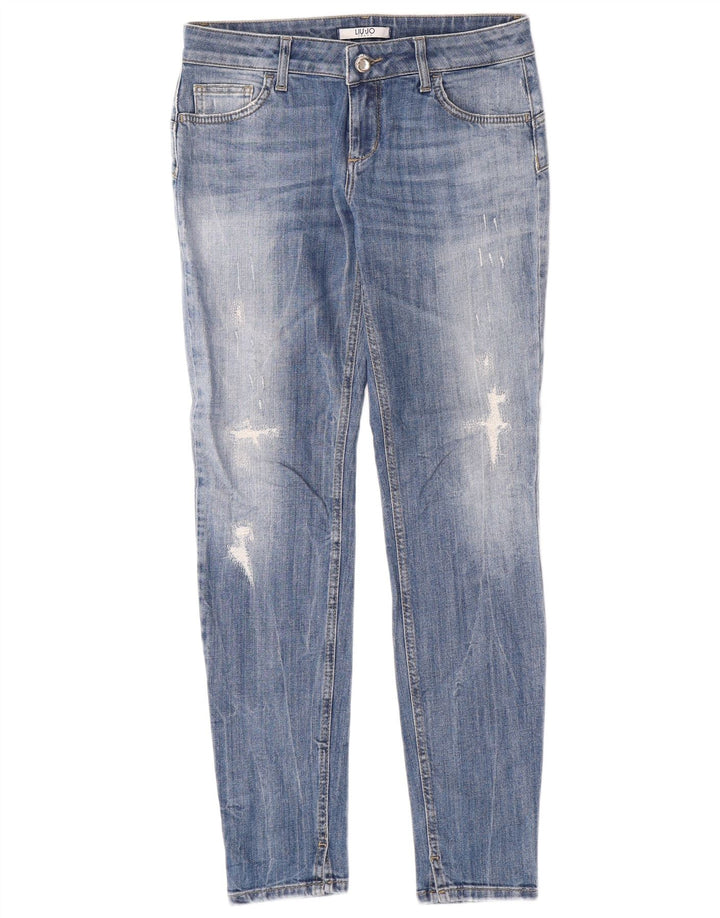 LIU JO Womens Distressed Slim Jeans W29 L29 Blue