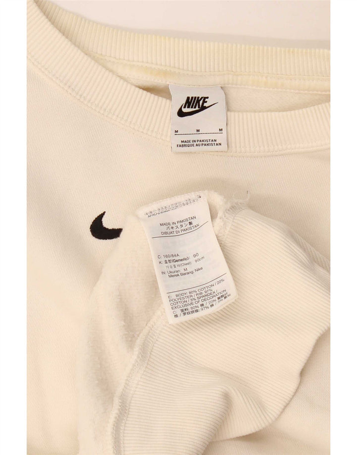 Nike Womens Crop Oversized Sweatshirt Jumper UK 14 Medium White Bomuld