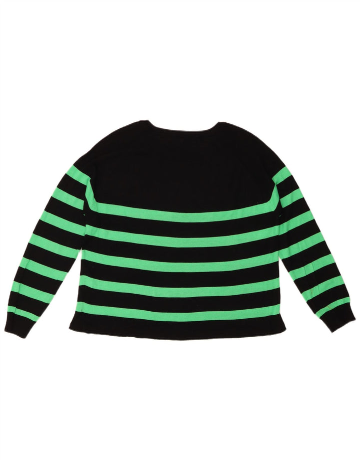 Zara Dame Boat Neck Jumper Sweater UK 10 Small Sort Stribet Viscose