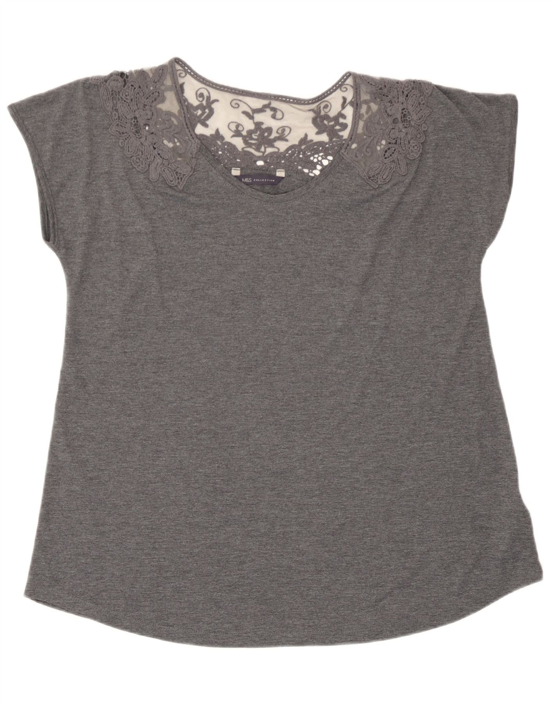 Marks & Spencer Damebluse Top UK 14 Stor grå blomstret polyester