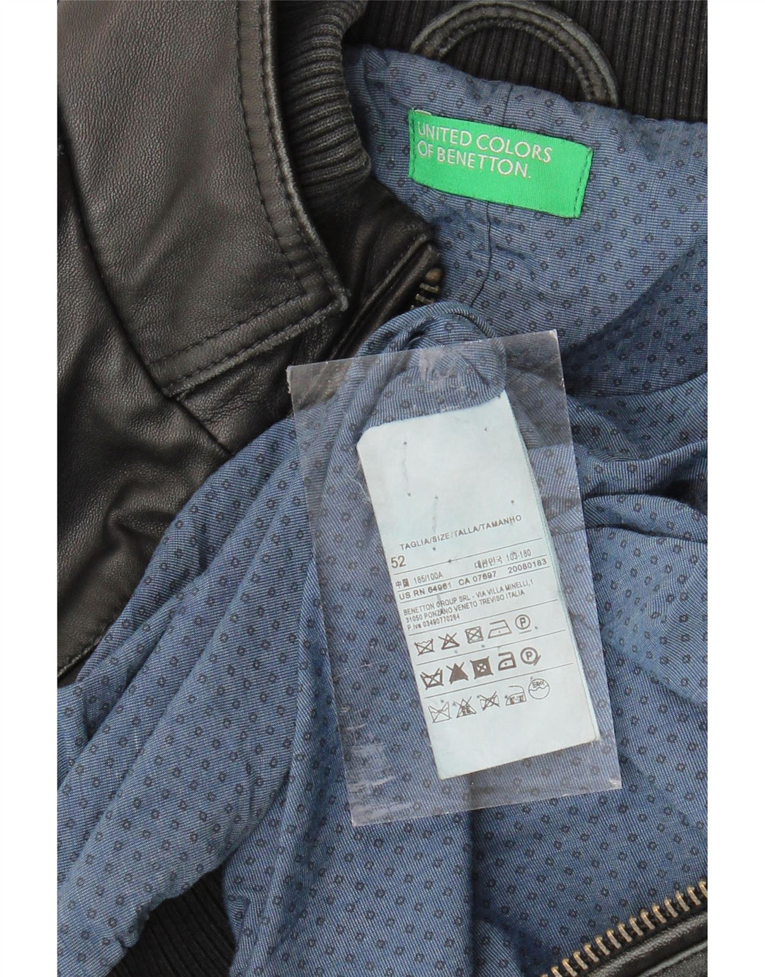 BENETTON Womens Leather Jacket IT 52 2XL Black Sheepskin