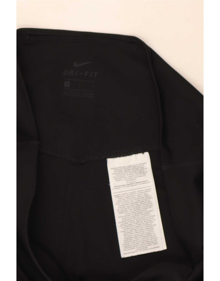 Nike Dame Dri Fit Grafiske Leggings UK 14 Large Black Polyester