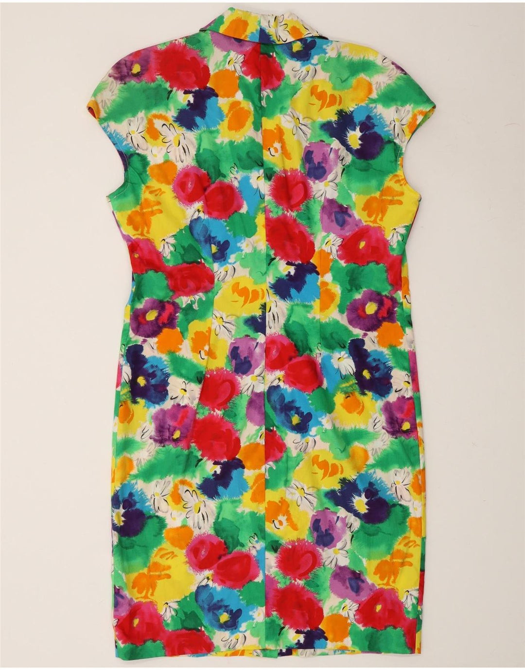 VINTAGE Womens Sheath Dress IT 46 Large Multicoloured Floral Cotton Vintage Vintage and Second-Hand Vintage from Messina Hembry 