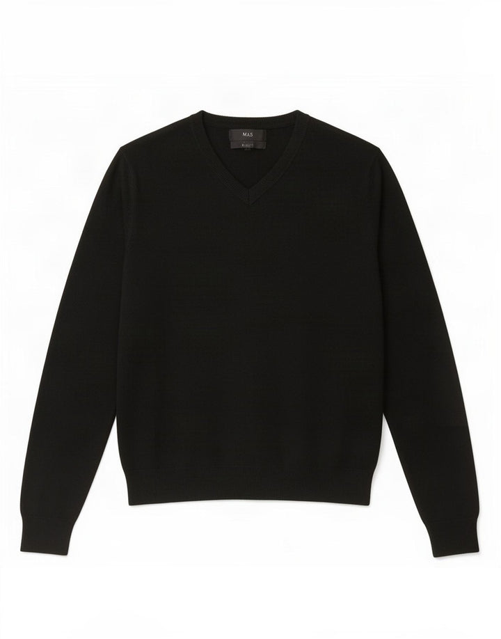 Marks & Spencer Herre V-hals sweater Stor sort akryl