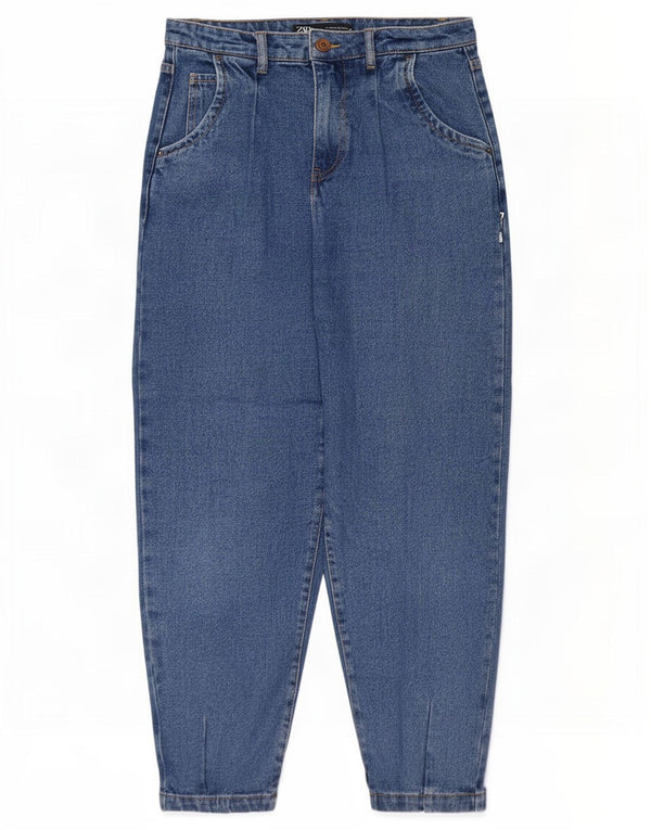 Zara Dameballon Højtaljede tilspidsede Jeans EU 34 2XS W24 L26 Blå Bomuld