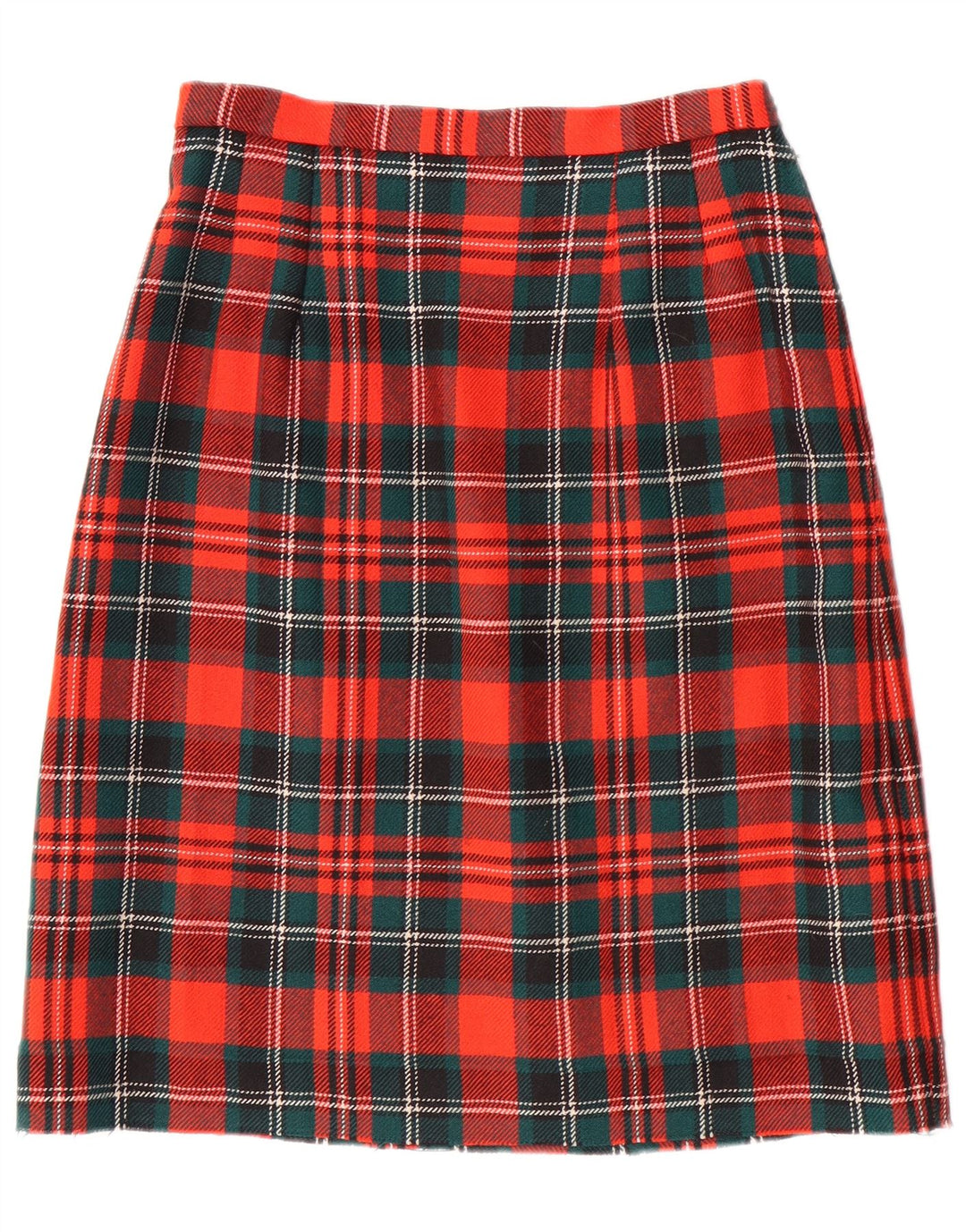 VINTAGE Dame 2-delt nederdel sæt EU 42 Large W28 L23 rød ternet uld