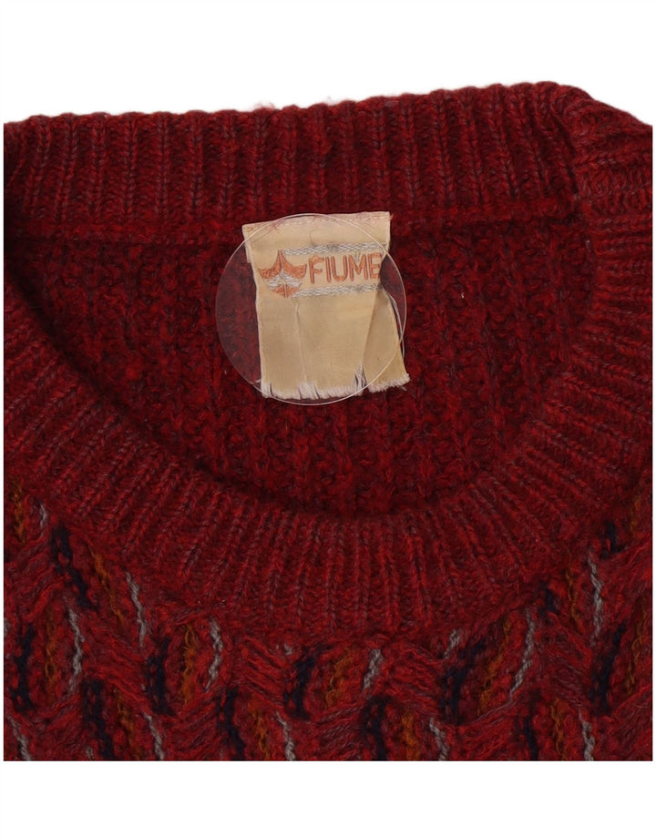 Fiume Herre Crew Neck Jumper Sweater IT 46 Lille rødbrun geometrisk akryl