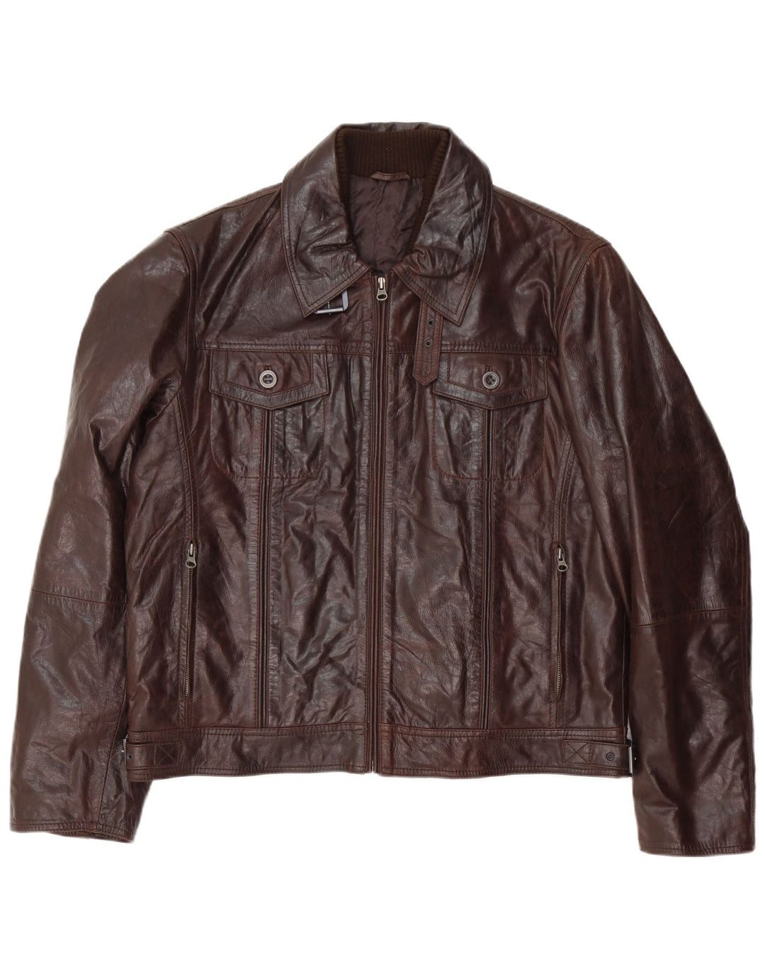 Vintage Herre Bomber Læderjakke IT 54 2XL Brun Læder