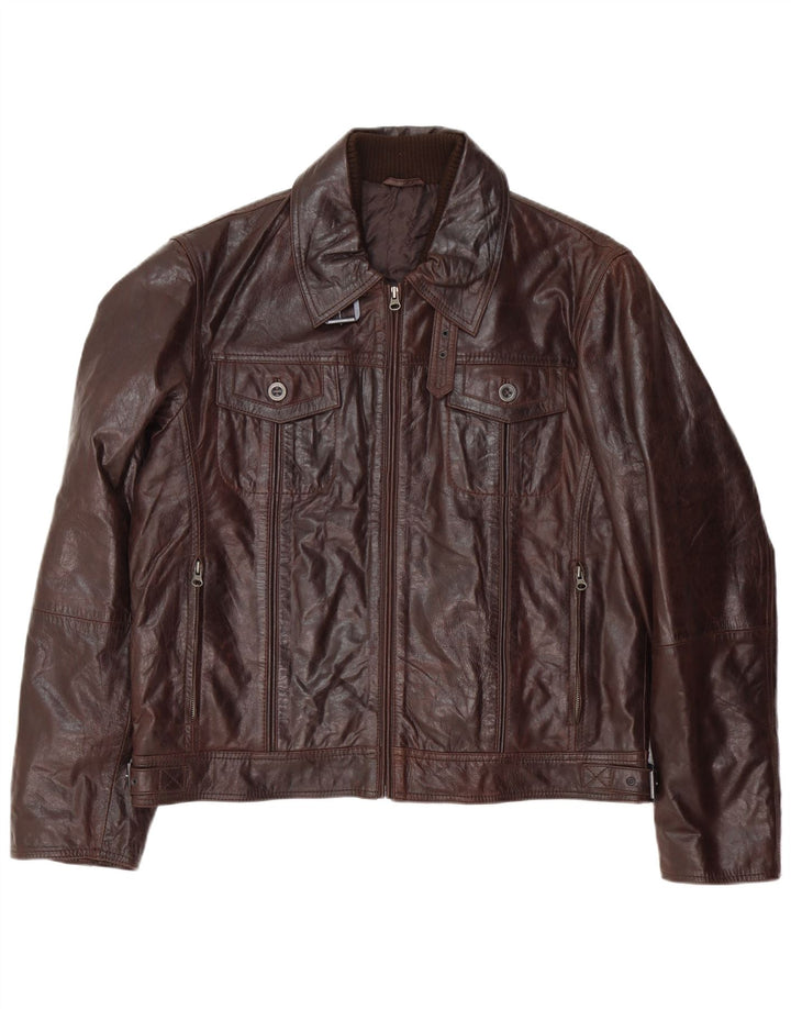 Vintage Herre Bomber Læderjakke IT 54 2XL Brun Læder