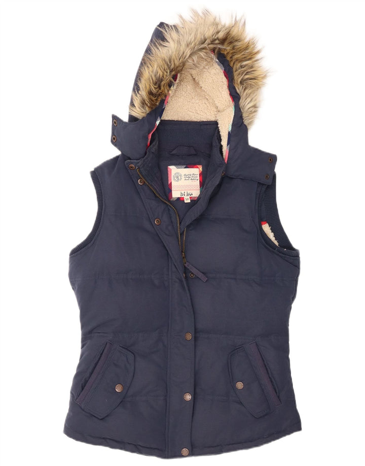 Fat Face Dame Hætte Polstret Gilet UK 10 Small Blue Polyester
