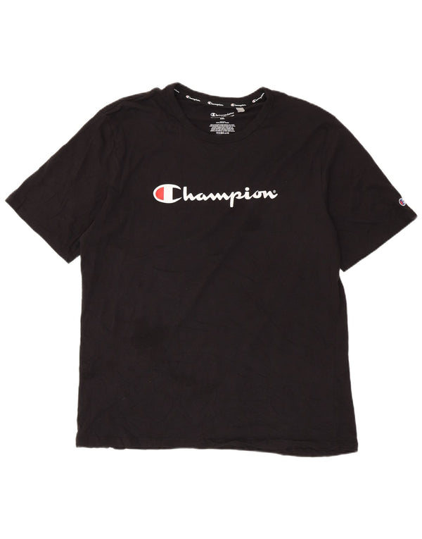Champion Herre Grafisk T-Shirt Top 2XL Sort Bomuld