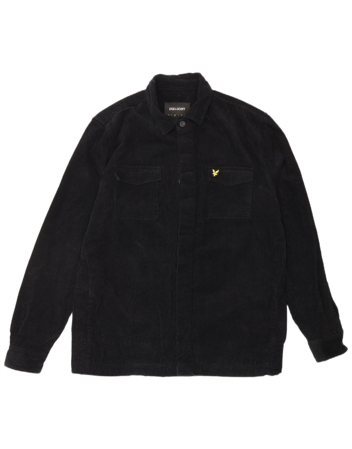 LYLE & SCOTT Herre fløjlsskjorte medium sort bomuld