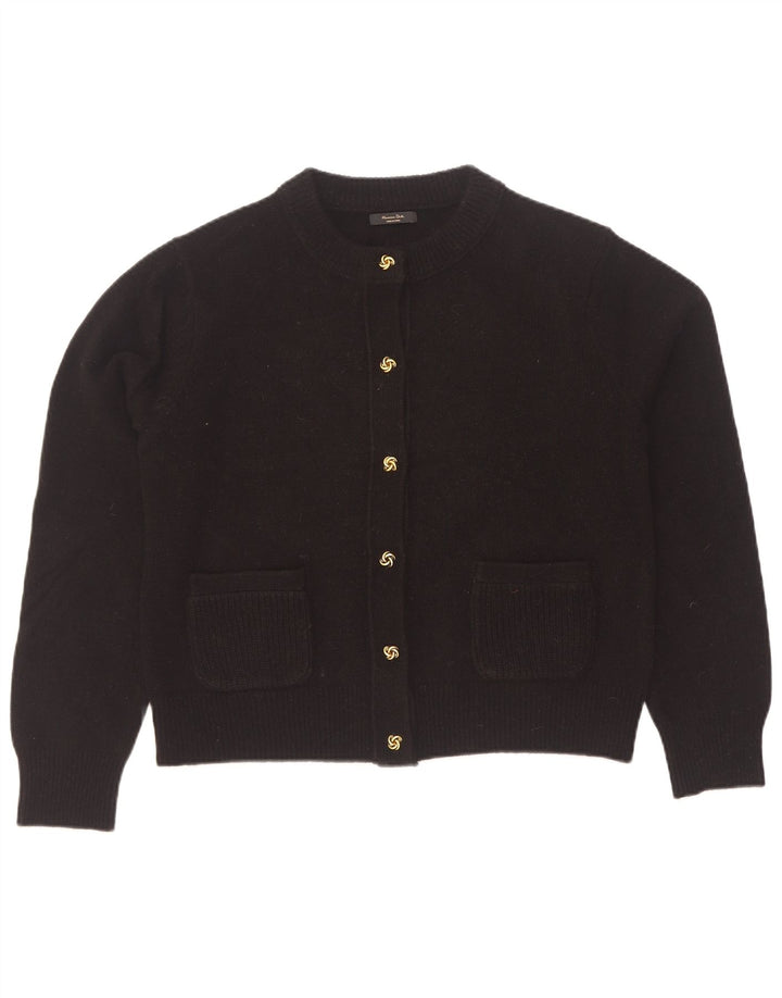 Massimo Dutti Dame Cardigan Sweater UK 12 Medium Sort Uld