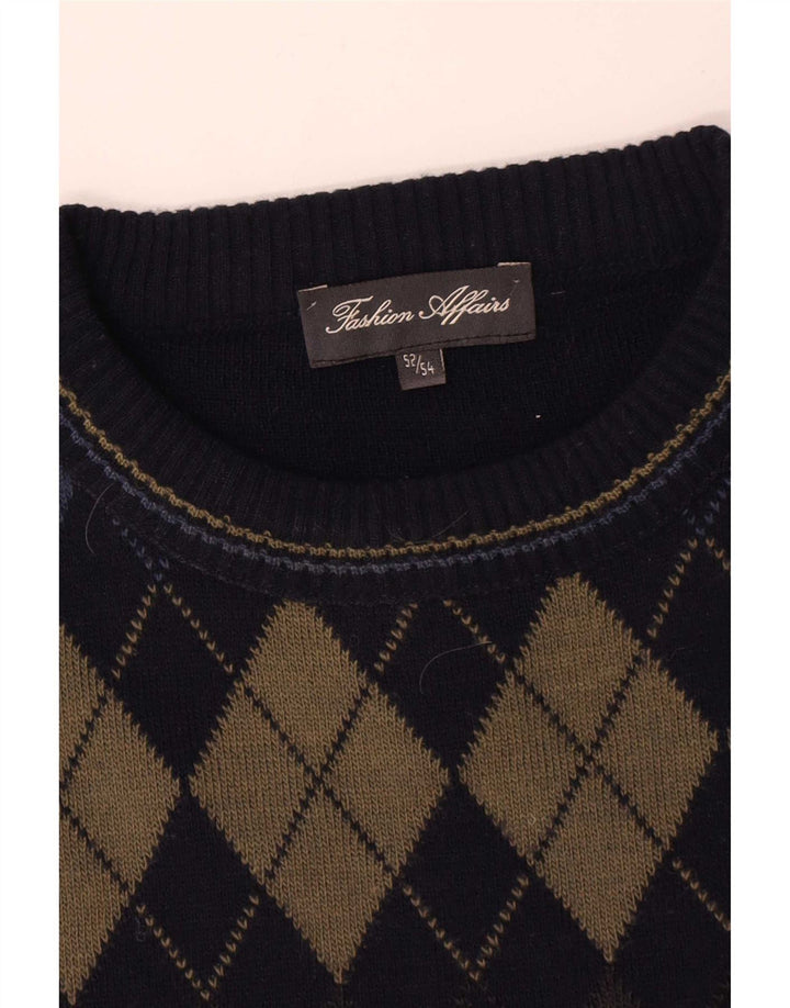 Vintage herre rund hals sweater IT 52/54 stor marineblå