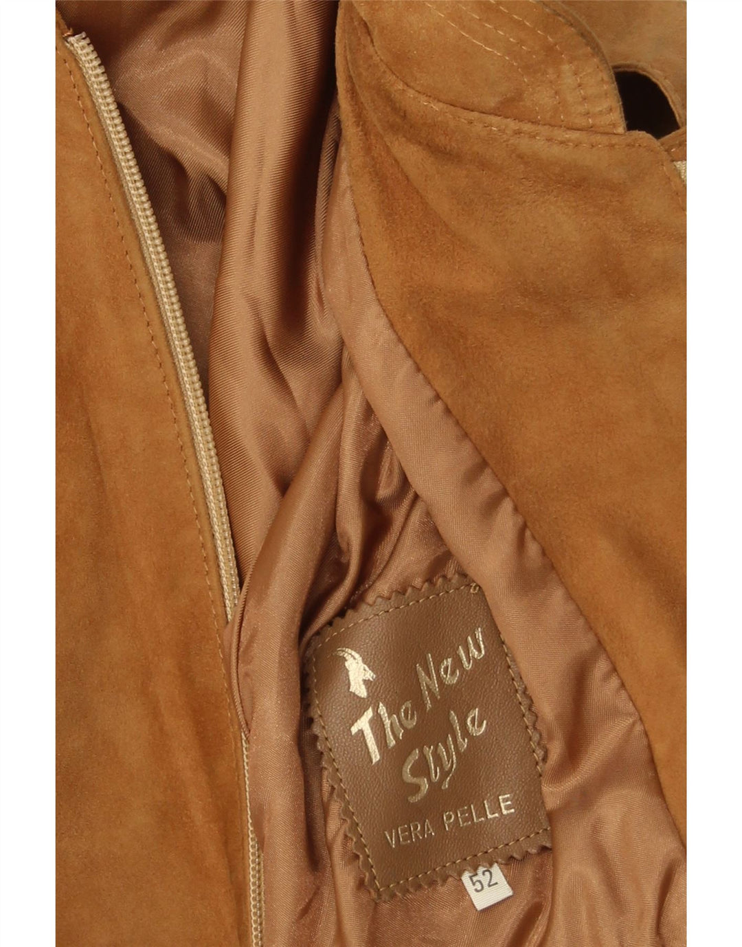 Vintage herre ruskindsjakke IT 52 XL beige læder