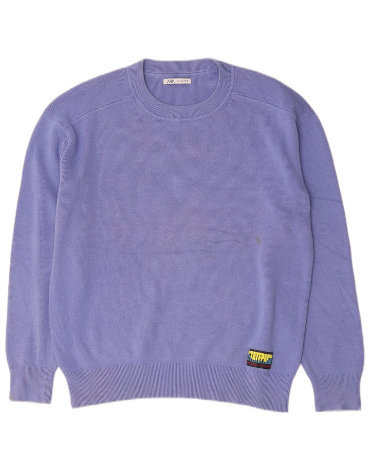 Zara Herre sweater med rund hals, lille lilla bomuld