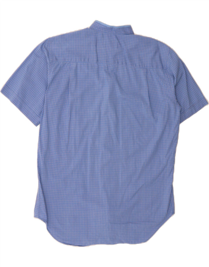 TRUSSARDI Mens Short Sleeve Shirt Size 15 1/2 39 Medium Blue Check Vintage Trussardi and Second-Hand Trussardi from Messina Hembry 