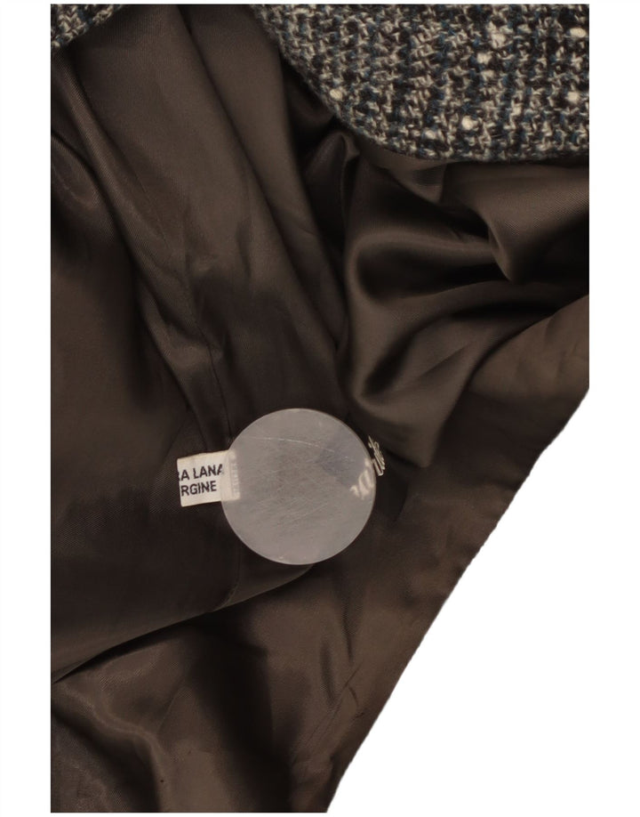 Vintage Dame Overfrakke IT 54 3XL Grå Ternet Virgin Wool