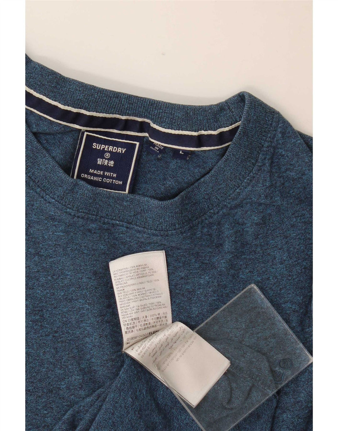 Superdry T-shirt top til mænd, stor blå flækket bomuld